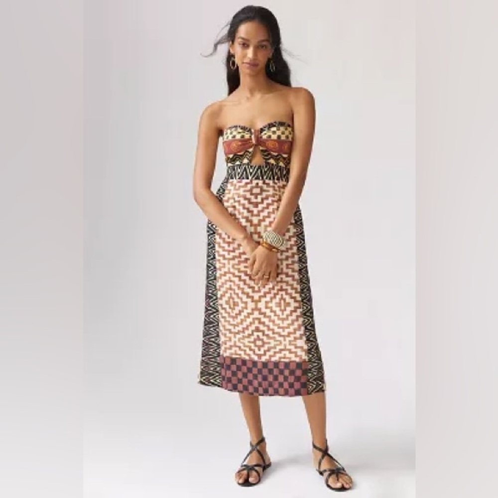 Geometric Strapless Midi Dress